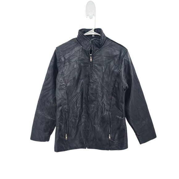 Cellini Collection Women's 100% Genuine Leather Patchwork Moto Jacket - S - Picture 1 of 11